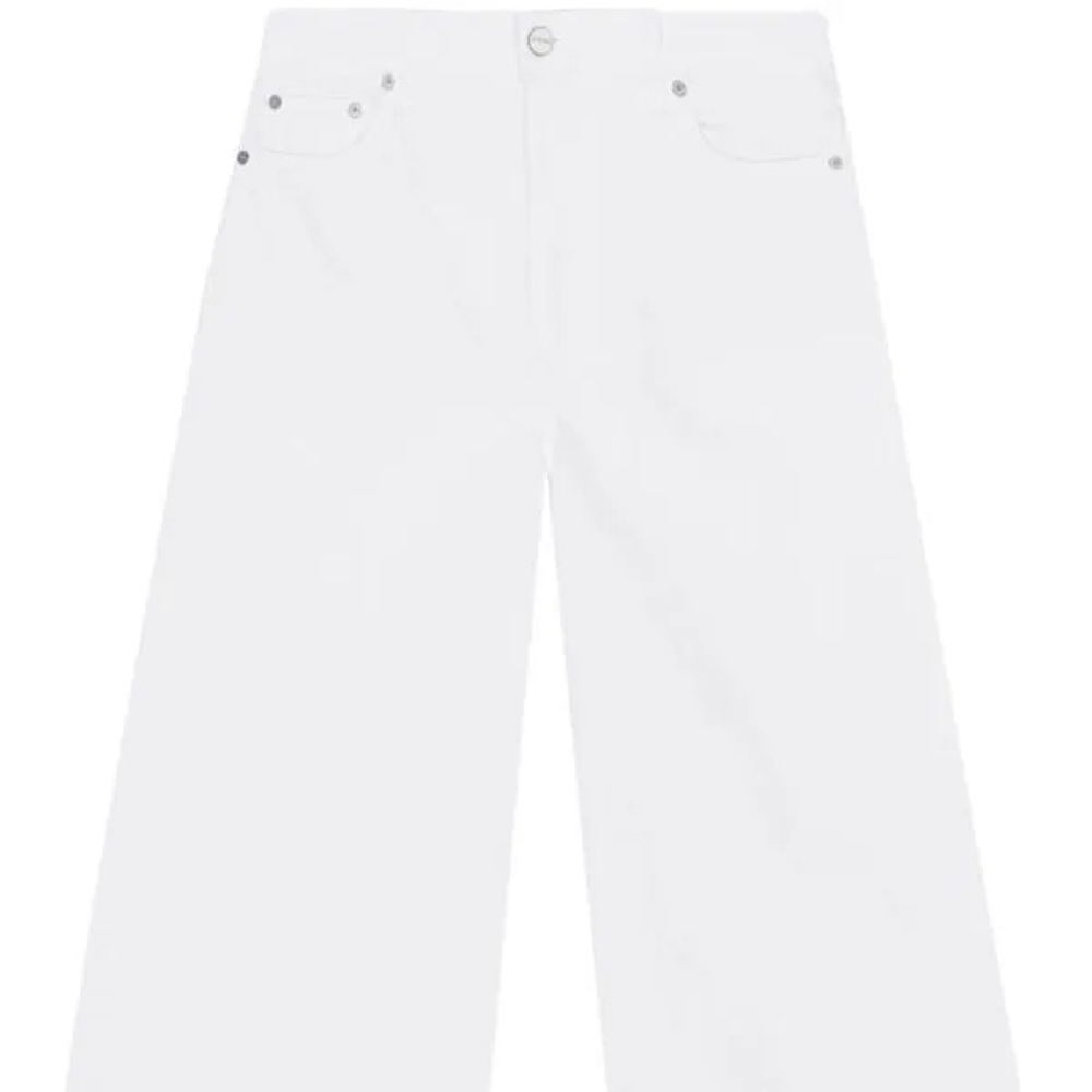 GANNI Mid Rise Wide Leg White Jeans